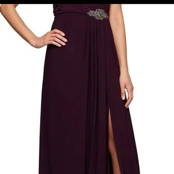 Alex Evenings Plum Maxi Dress with Embellished Waist - Picture 2 of 2